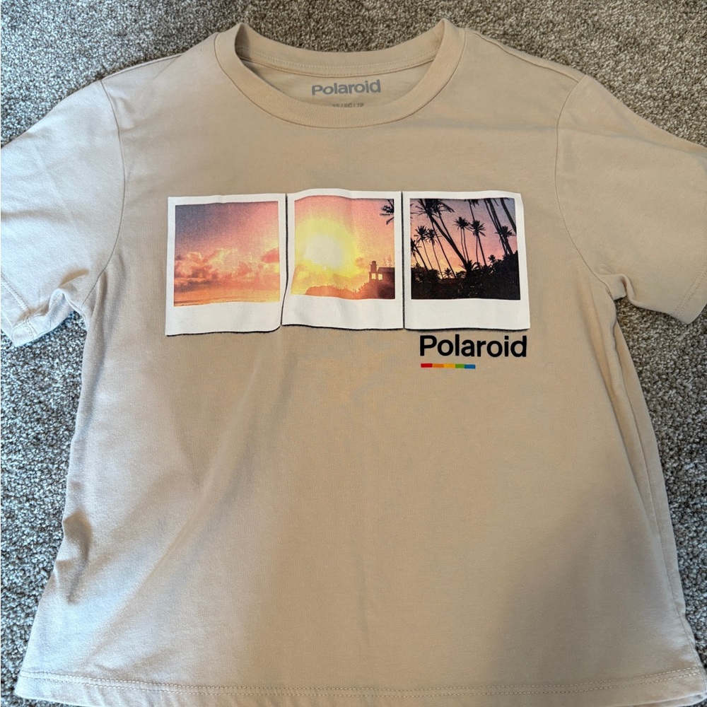 Polaroid Beige Crew Neck T-Shirt